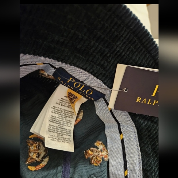 NWT Polo Ralph Lauren Green Corduroy FOX & HEN Embroidered Bucket Hat - L/XL - Picture 5 of 5